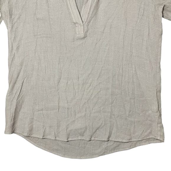 Brochu Walker Anglia Popover V-Neck Blouse Crinkle Gauze Fabric Taupe Medium - Picture 4 of 8
